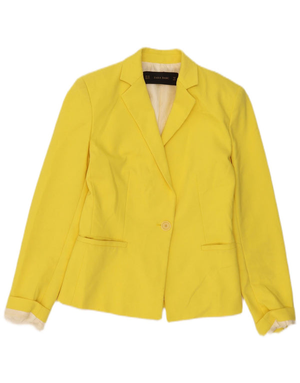 Zara Veste Blazer 1 Bouton Femme UK 6 XS Jaune Polyester