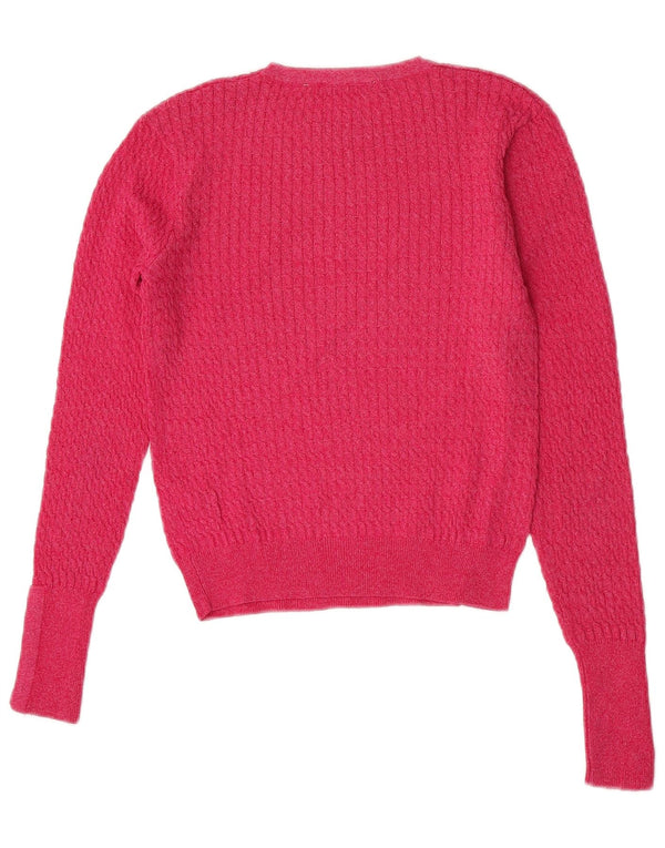 Zara Pull court à col bateau pour femme UK 12 Viscose rose moyen