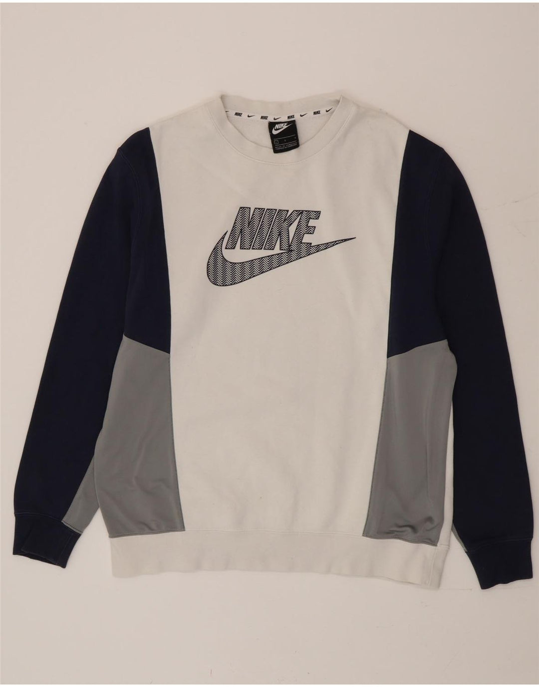 Nike Sweat-shirt graphique pour homme en coton color block Blanc Taille L