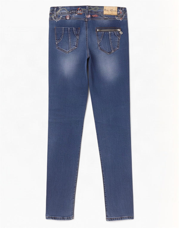 Desigual Jean skinny W32 L32 Bleu Floral Femme