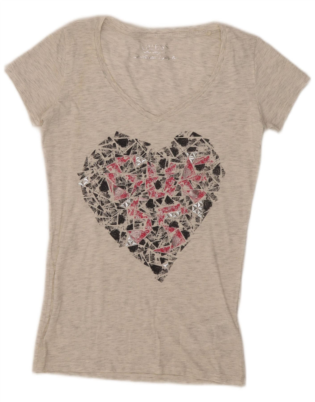 Guess T-Shirt Graphique Femme UK 8 Petit Gris Moucheté