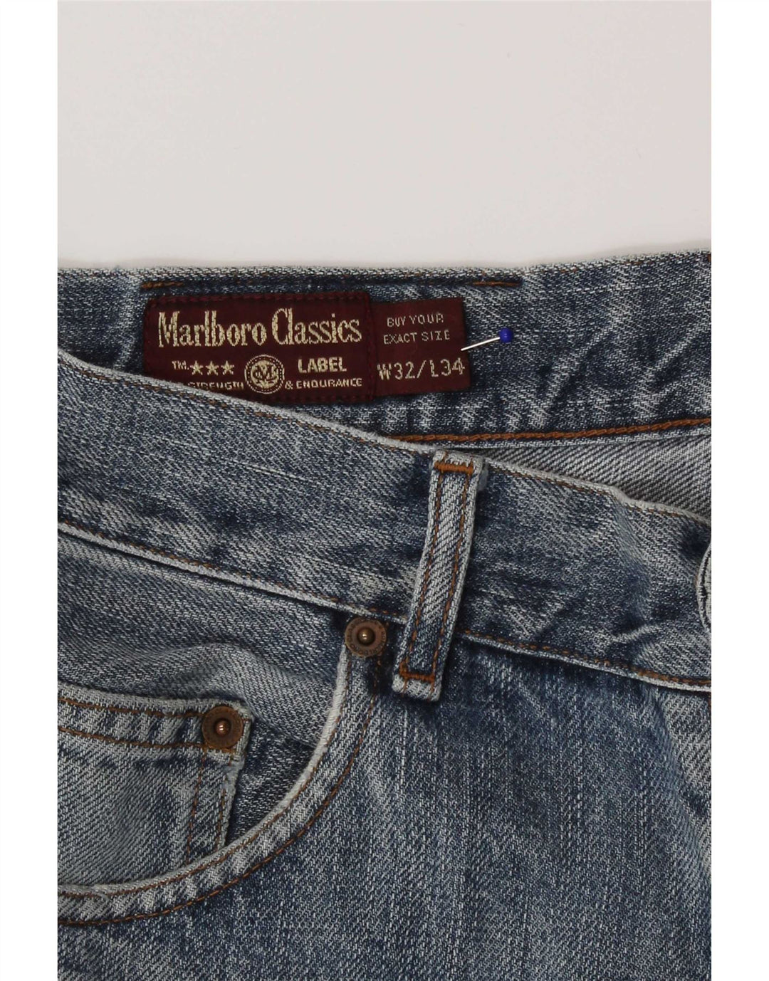 Marlboro Classics Jean droit vieilli pour homme W32 L34 en coton bleu