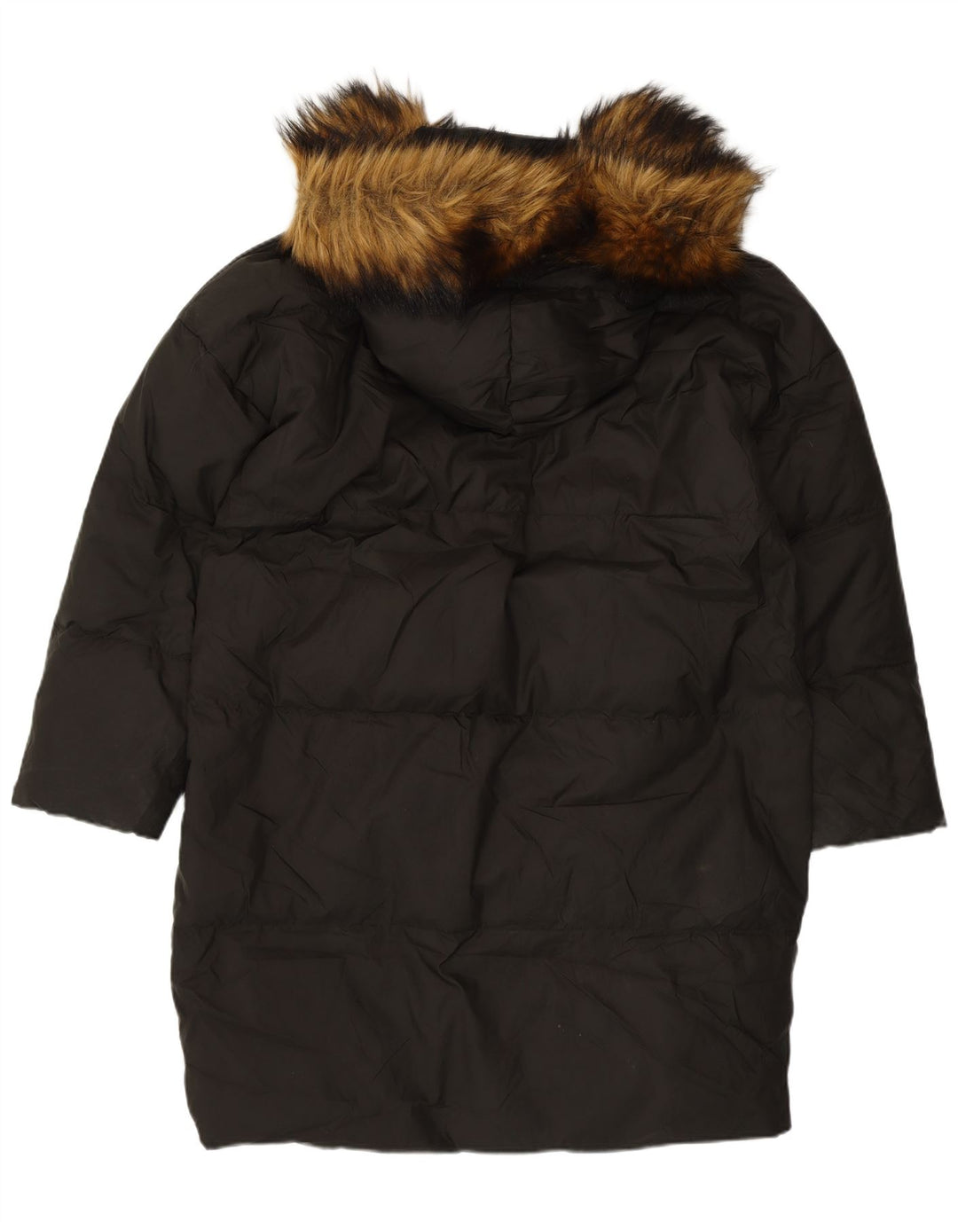 Zara Manteau matelassé à capuche surdimensionné pour femme UK 10 Petit nylon noir