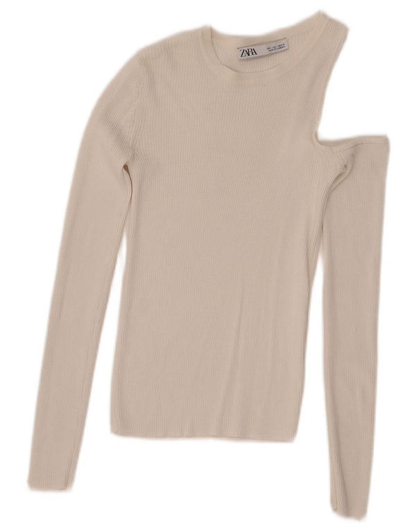 Zara Haut à manches longues et asymétrique pour femme UK 8 Small Blanc