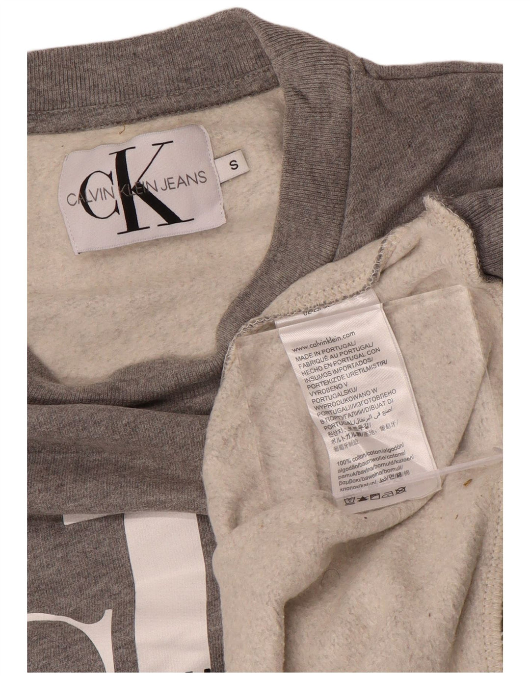 CALVIN KLEIN JEANS Sweat-Shirt Graphique Homme Petit Gris Coton