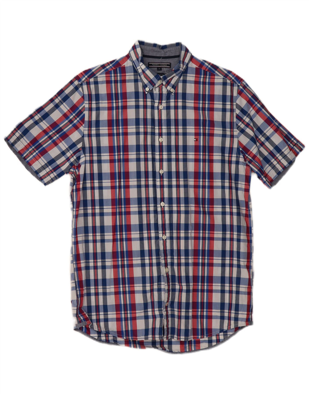 TOMMY HILFIGER Chemise à Manches Courtes New York Fit Homme Bleu Moyen Carreaux