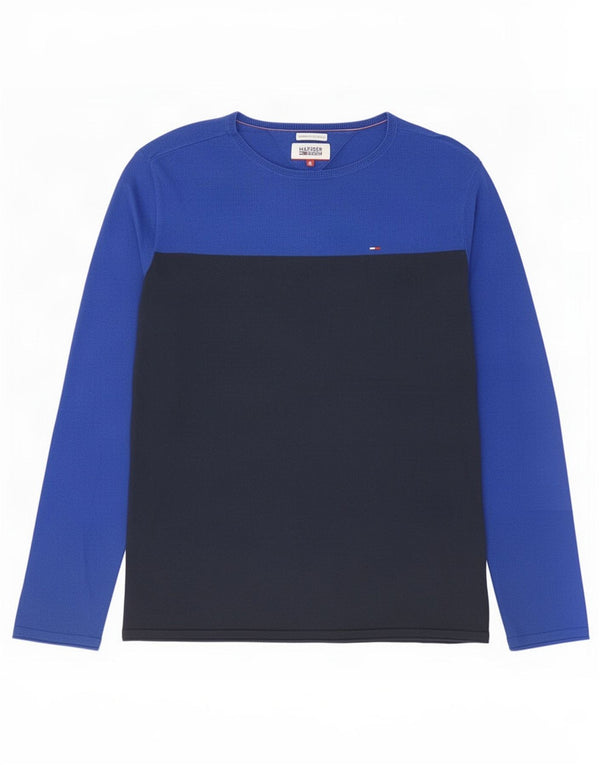 Tommy Hilfiger Haut à manches longues pour hommes en coton color block bleu petit