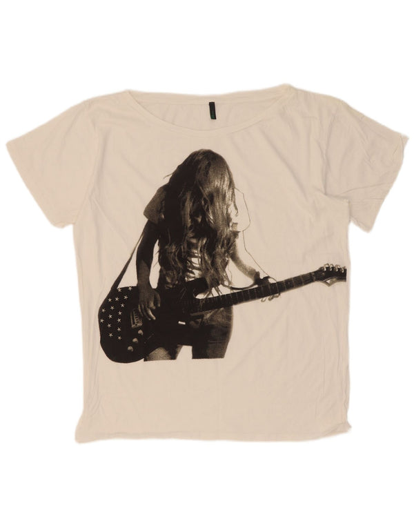 Benetton T-Shirt Graphique Femme UK 18 XL Blanc