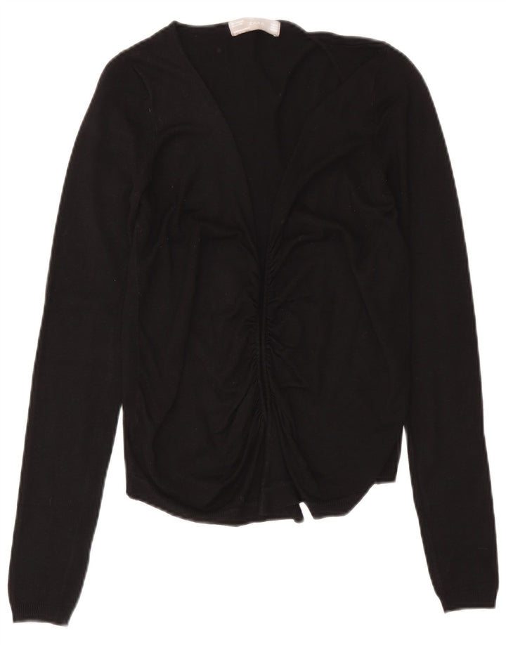 Zara Womens Open Cardigan Sweater UK 12 Medium Noir Viscose
