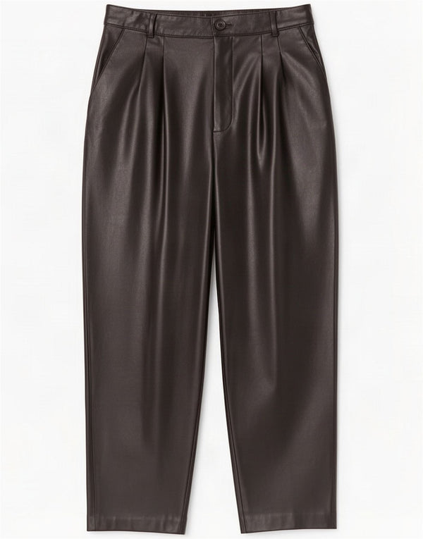 Zara Pantalon court en simili cuir pour femme Medium W28 L25 Noir