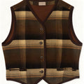 Seventy Womens Waistcoat IT 44 Medium Green Plaid Virgin Wool