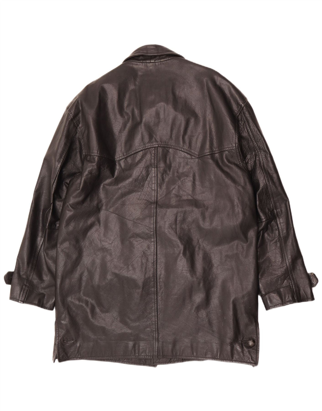 vintage Mens Loose Fit Manteau en cuir UK 38 Cuir noir moyen