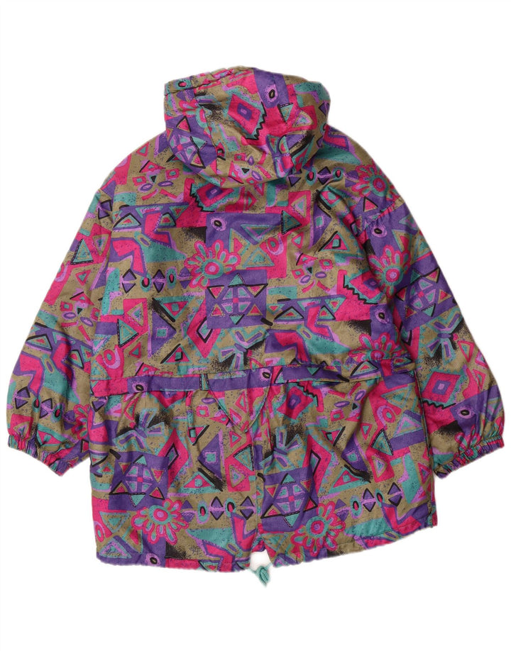 VINTAGE Manteau coupe-vent à capuche pour filles 15-16 ans Géométrique multicolore