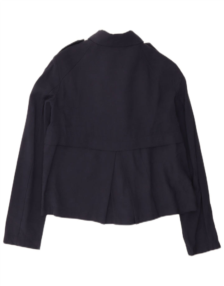 Zara Womens Bomber Jacket UK 10 Small Bleu Marine Viscose