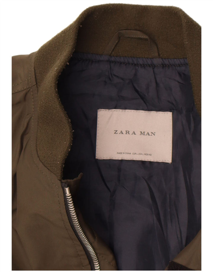 Zara Bomber Jacket Homme UK 40 Large Kaki