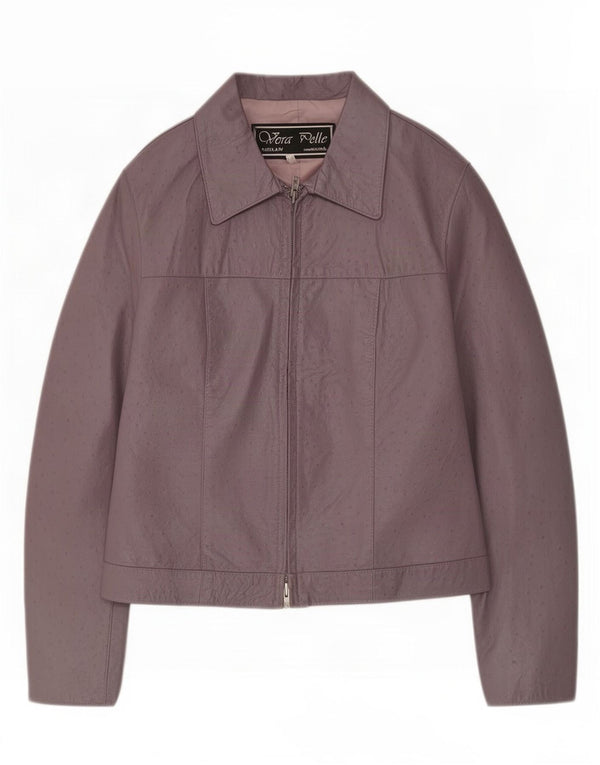 veste en cuir femme vintage IT 46 Grand Violet