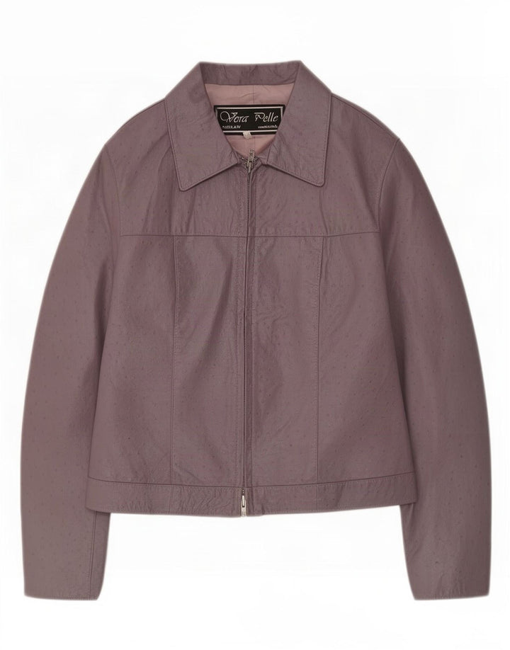 veste en cuir femme vintage IT 46 Grand Violet