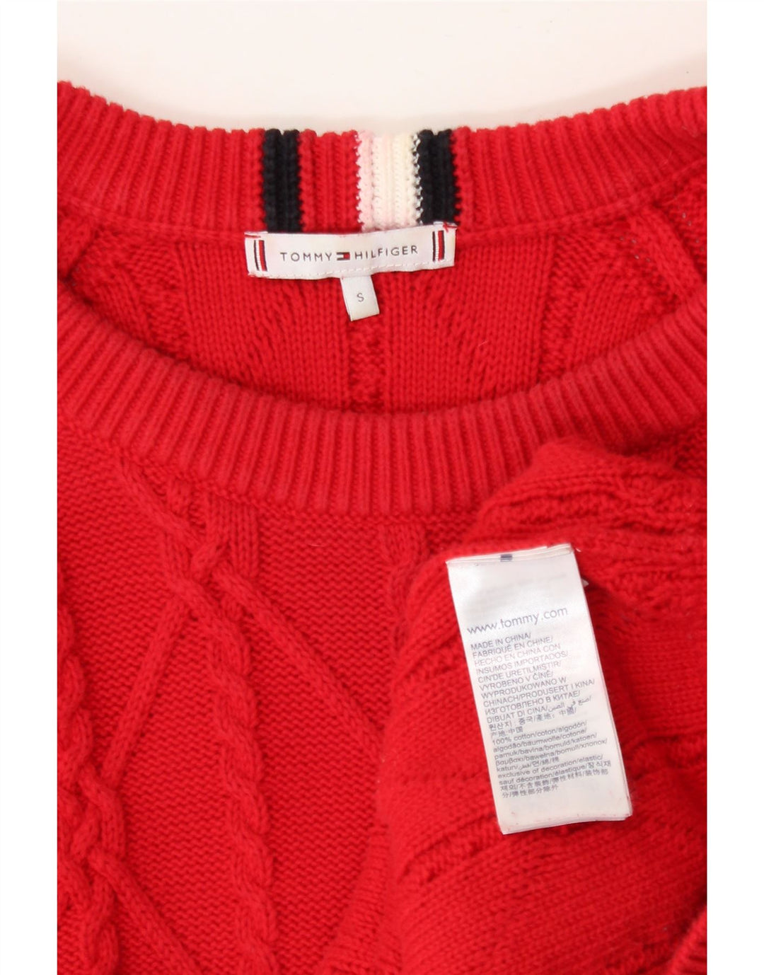 TOMMY HILFIGER Womens Oversized Crew Neck Jumper Sweater UK 10 Small Red Vintage Tommy Hilfiger and Second-Hand Tommy Hilfiger from Messina Hembry 