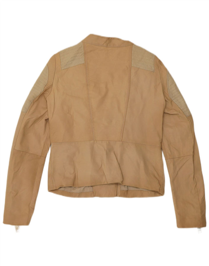 Liu Jo Veste de motard courte pour femme IT 42 Cuir color block beige moyen
