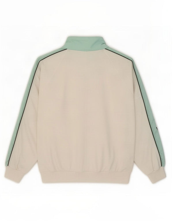 Ellesse Mens Button Neck Sweatshirt Jumper Large White Colourblock Cotton