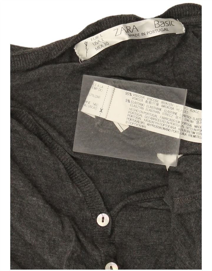 Zara Robe basique à manches 3/4 pour femme UK 14 Large Gris Viscose