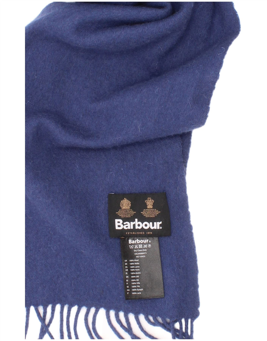 Barbour Écharpe rectangulaire pour hommes taille unique en laine bleue