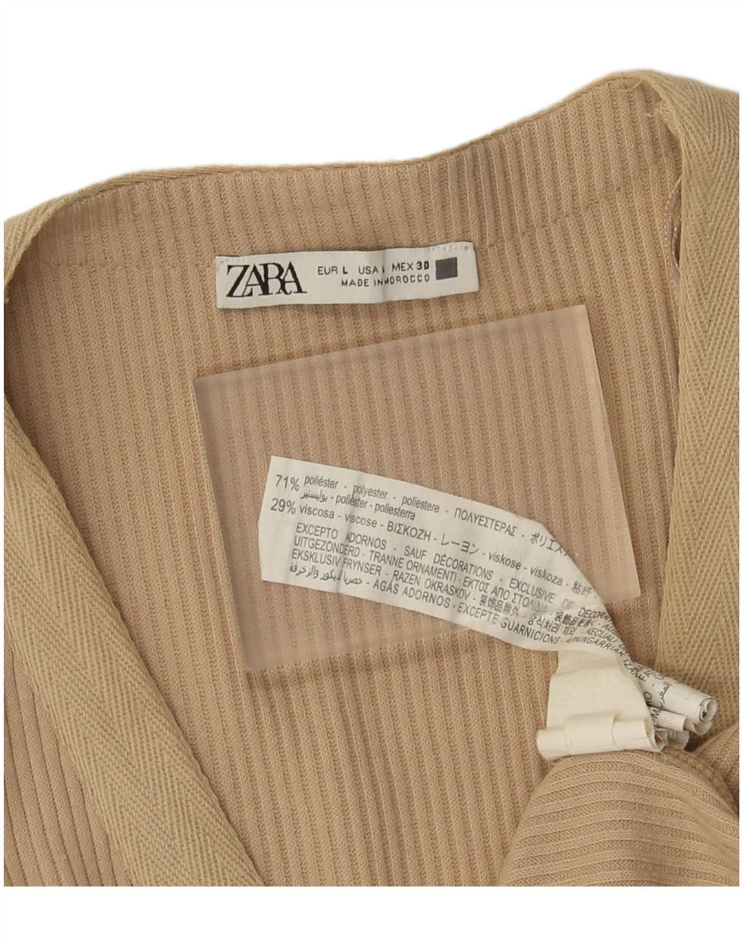 Zara Femme Robe Maxi Sans Manches UK 16 Grand Beige Polyester