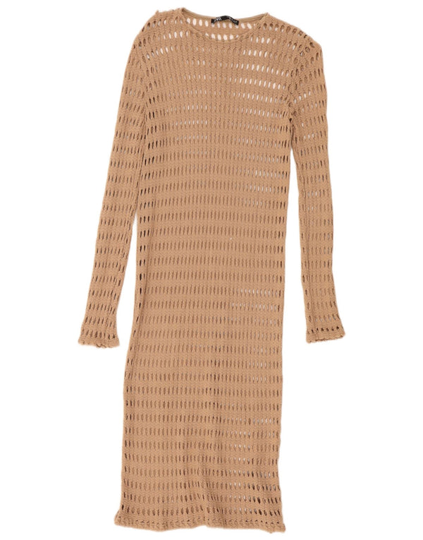 Zara Robe de plage au crochet pour femme UK 12 Beige moyen