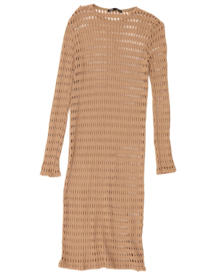 Zara Robe de plage au crochet pour femme UK 12 Beige moyen
