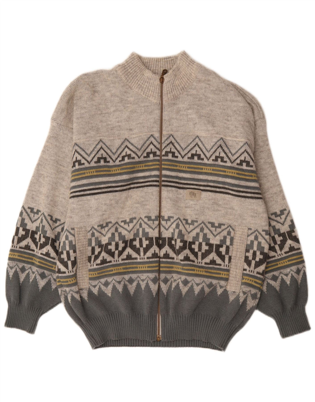 Maremma Pull Cardigan Homme Gris Moyen Fair Isle Polyacrylique