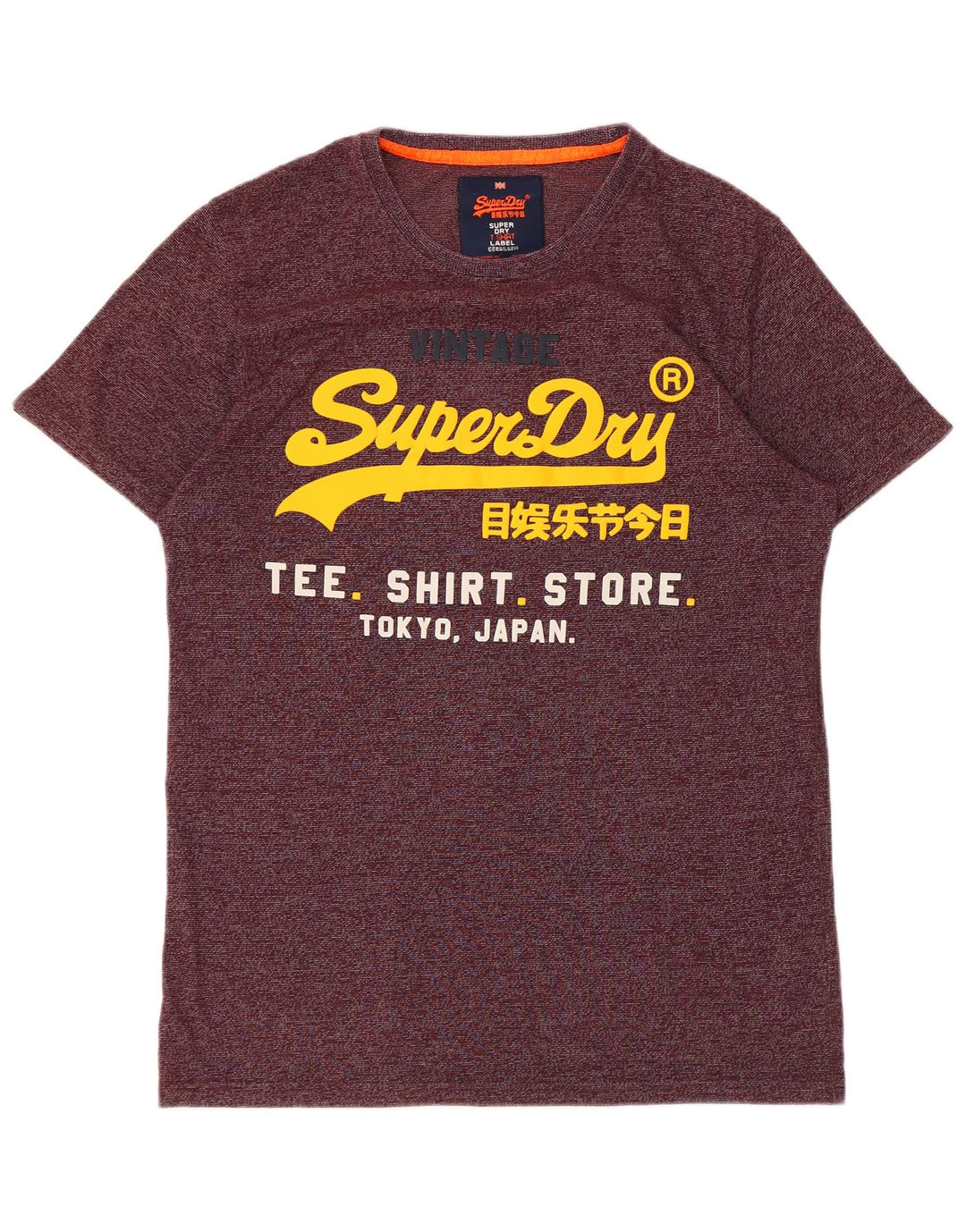 SUPERDRY T-shirt graphique pour hommes en coton à fines rayures bordeaux