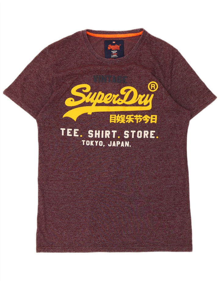 SUPERDRY T-shirt graphique pour hommes en coton à fines rayures bordeaux