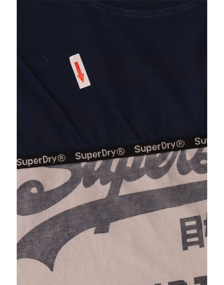 Superdry Haut Graphique Extra Slim Manches Longues 2XL Homme Bleu Colorblock