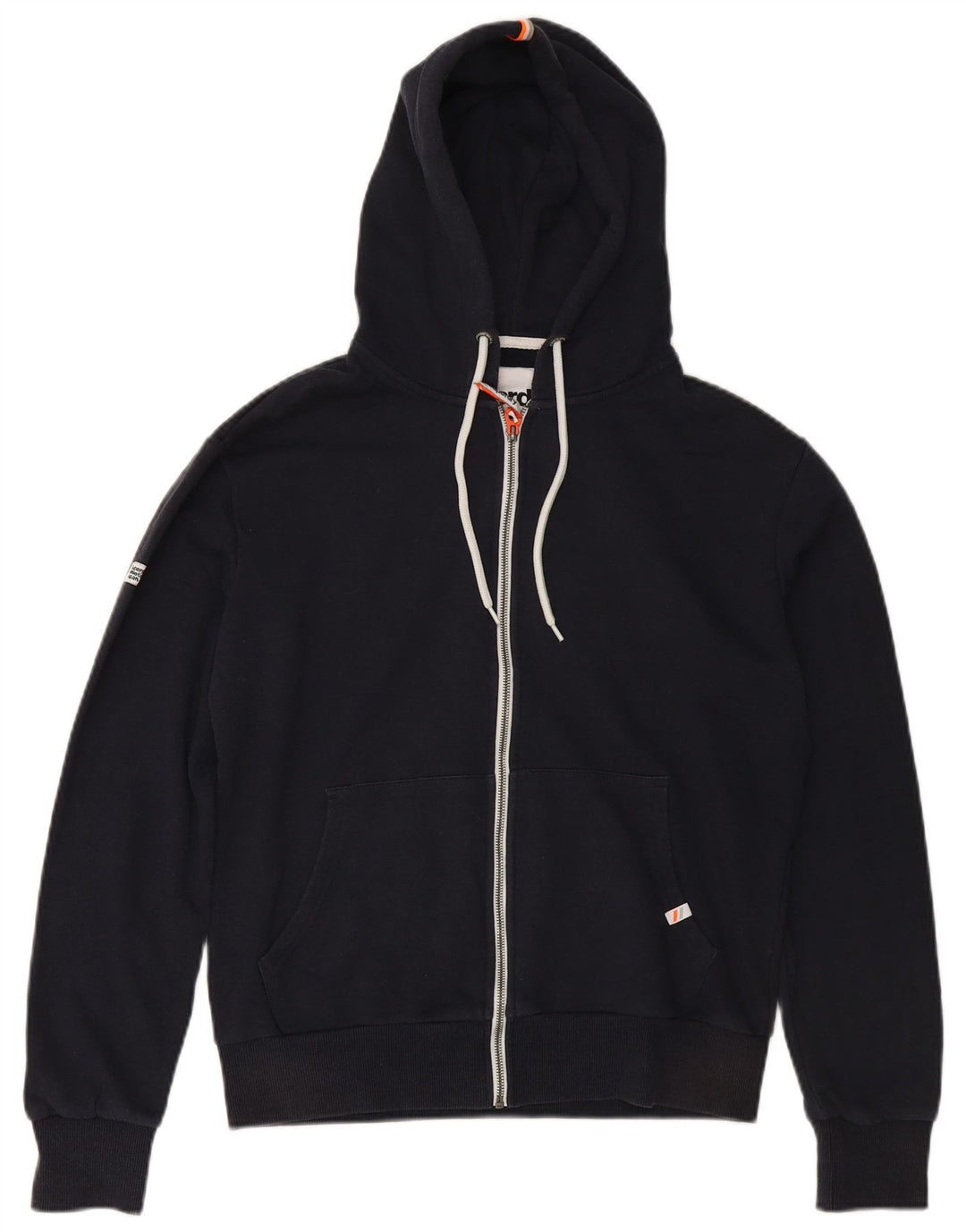 SUPERDRY Pull à capuche zippé pour hommes, grand coton bleu marine