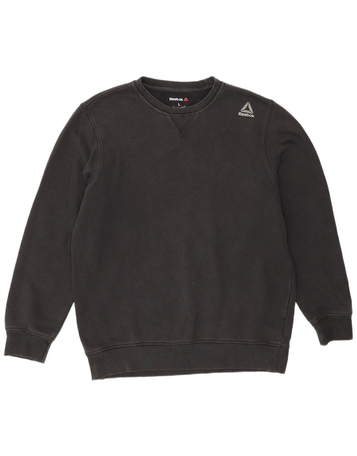 Reebok Sweat-shirt pour homme en coton noir Taille L
