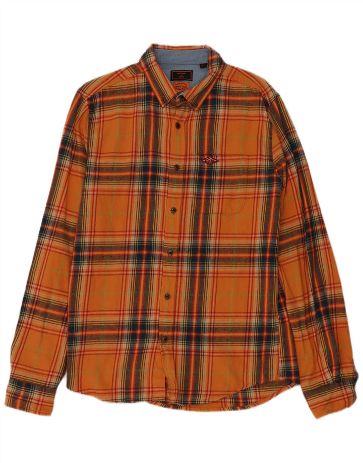 Superdry Chemise En Flanelle Homme Orange Moyen À Carreaux En Coton