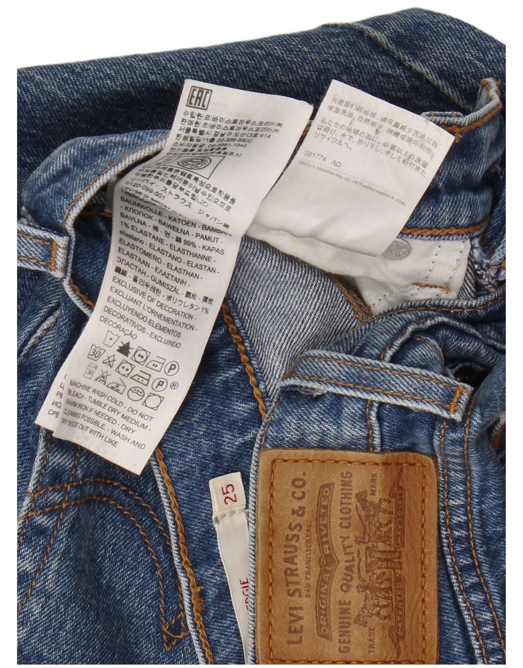 Levi's Jean Droit Compensé W25 L27 Femme Bleu Coton