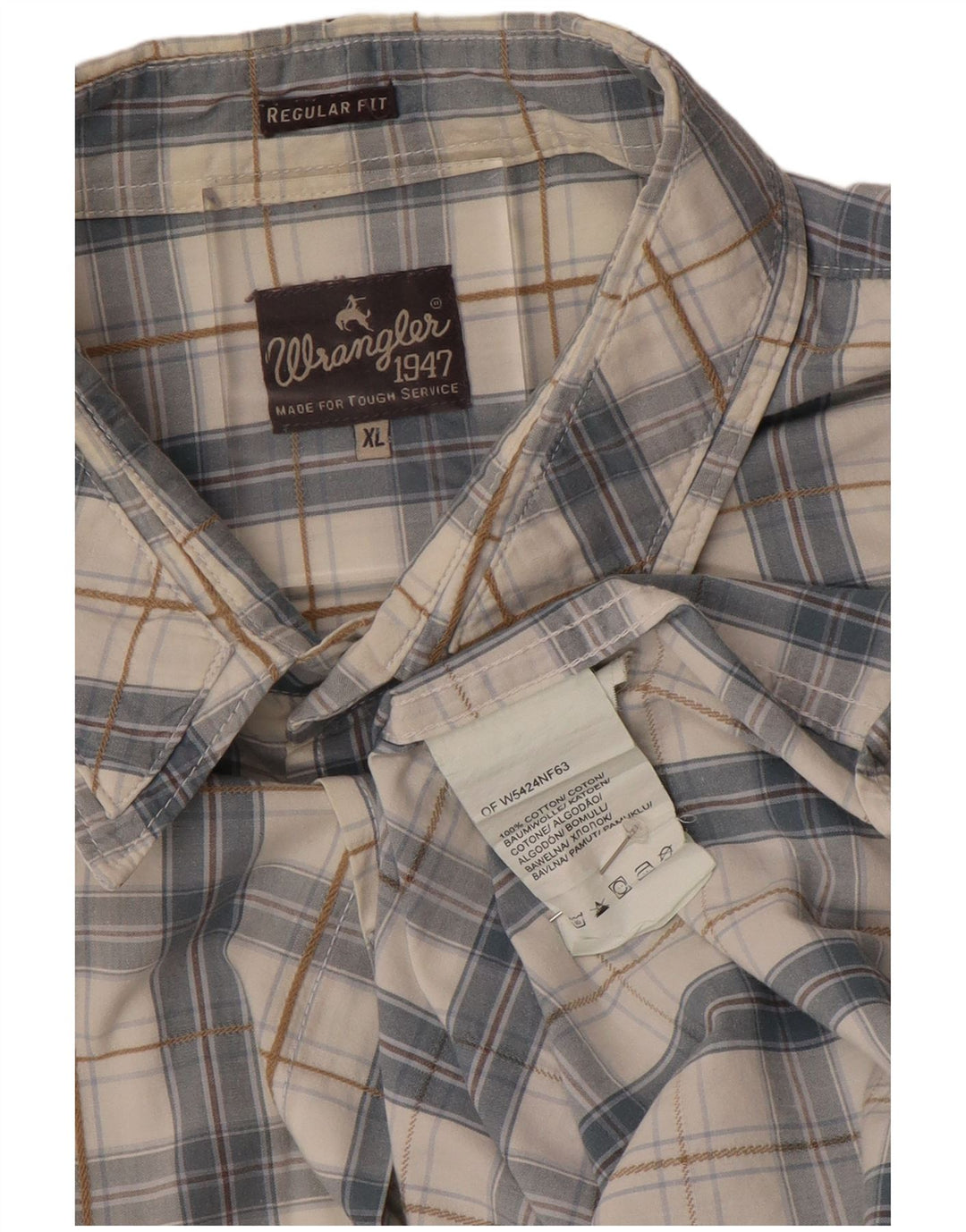 WRANGLER Chemise à manches courtes pour homme Coupe régulière XL Gris à carreaux en coton