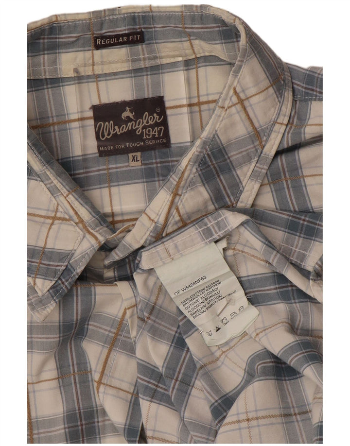 WRANGLER Chemise à manches courtes pour homme Coupe régulière XL Gris à carreaux en coton