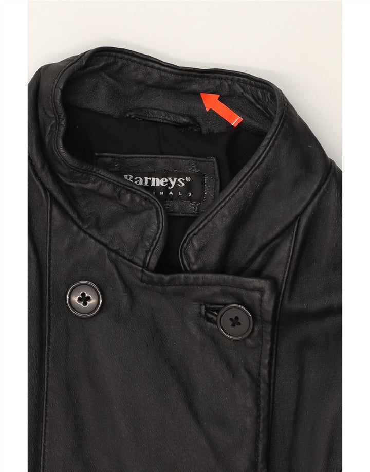 BARNEYS Womens Military Leather Jacket UK 12 Medium Black Leather Vintage BARNEYS and Second-Hand BARNEYS from Messina Hembry 