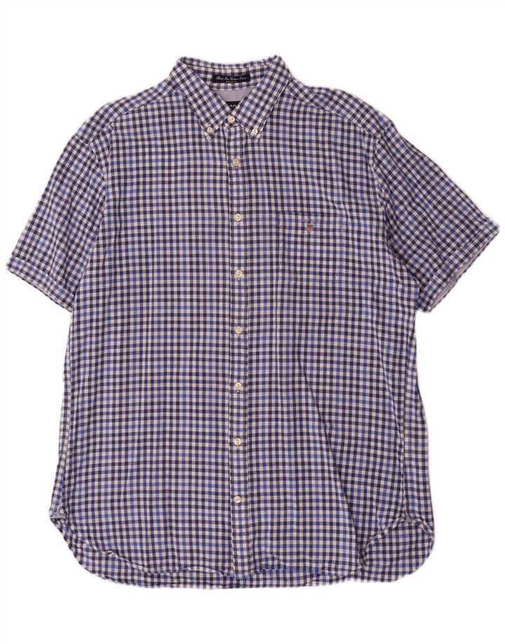 Gant Chemise à manches courtes pour hommes, coupe régulière, XL, bleu vichy, coton