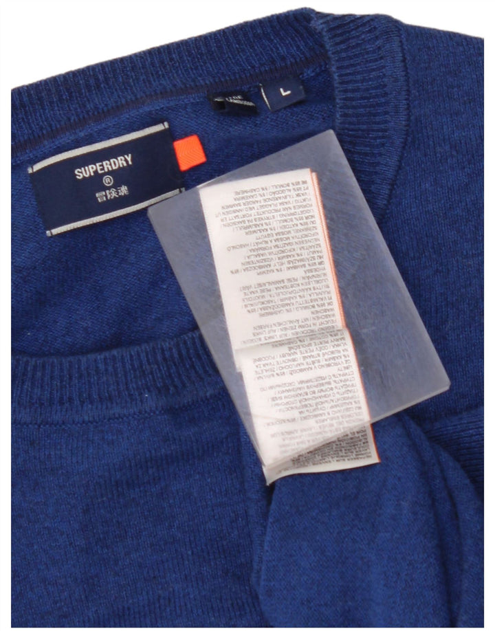 SUPERDRY Pull à col rond pour homme en coton bleu moyen