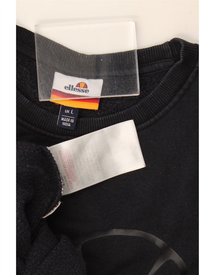 ELLESSE Sweat-Shirt Graphique Homme Large Bleu Marine Coton