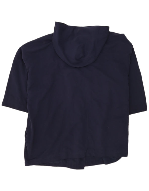 Benetton Manteau à capuche surdimensionné à double boutonnage pour femme UK 18 XL Bleu marine