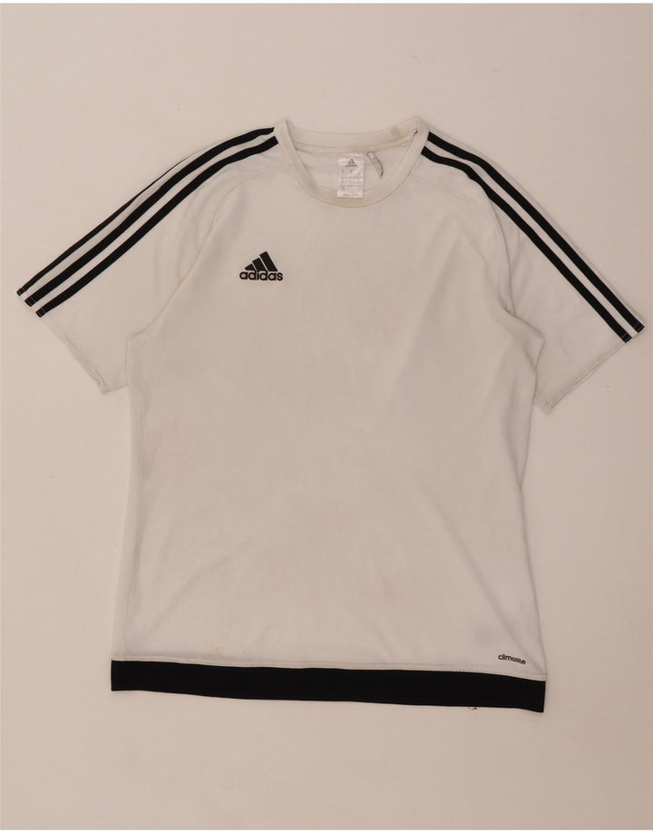 Adidas Hommes Climalite T-Shirt Haut Moyen Blanc Colorblock Polyester