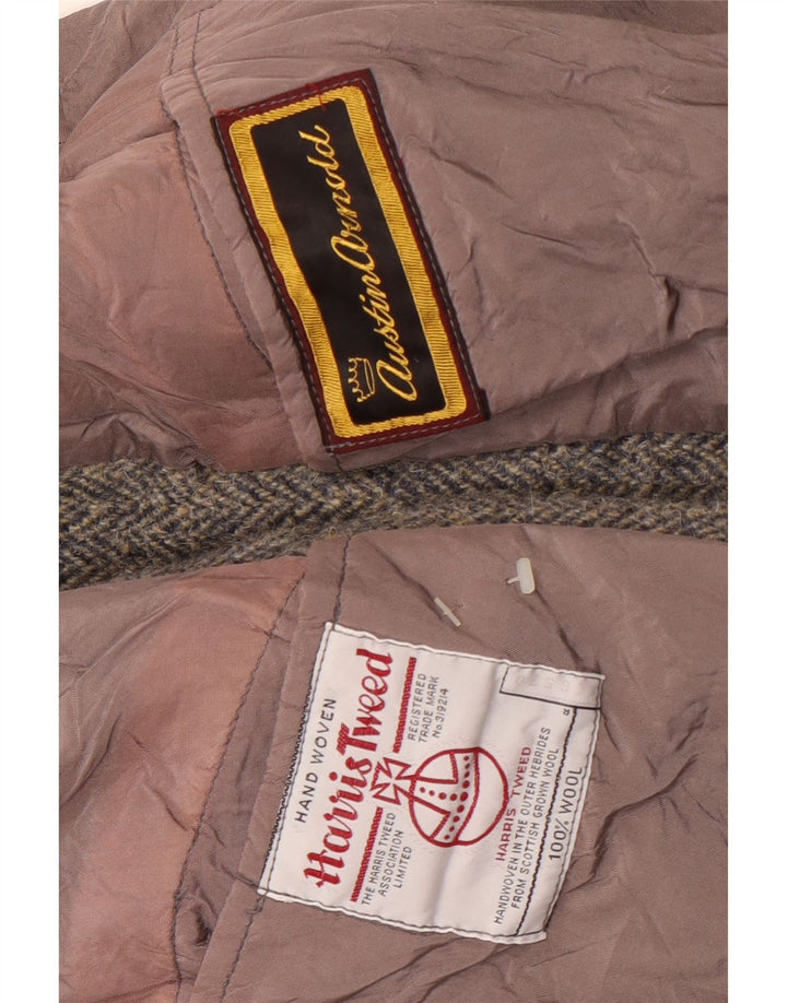 Harris Tweed Veste Blazer 2 Boutons pour Homme UK 38 Laine à Chevrons Gris Moyen