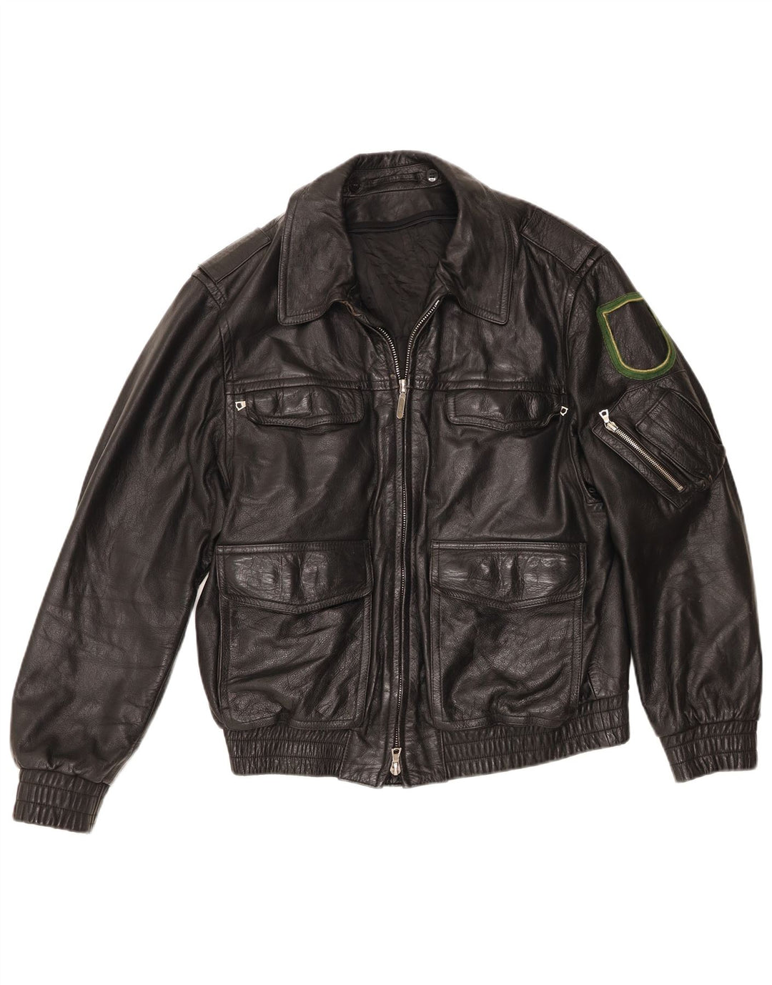 Veste en cuir homme vintage EU 48 Cuir noir moyen