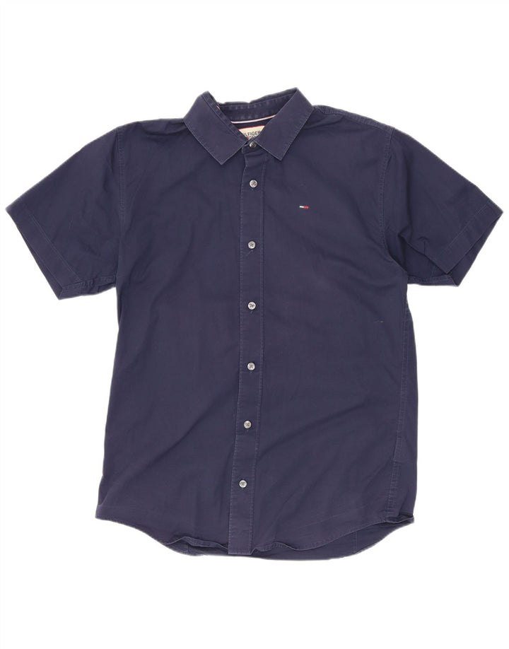 Tommy Hilfiger Chemise à Manches Courtes Homme Bleu Marine Moyen Coton