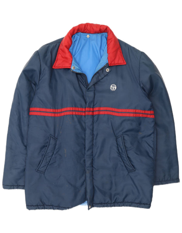 Sergio Tacchini Veste matelassée à capuche pour homme IT 52 XL Bleu marine Colourblock