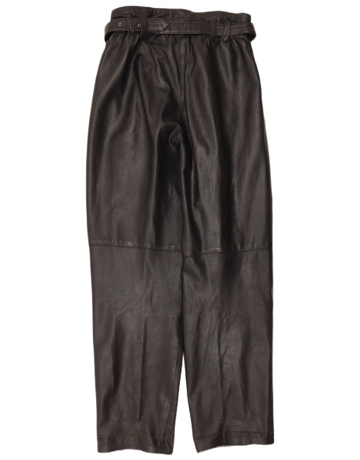 Pantalon en cuir droit femme vintage IT 42 Medium W30 L30 Noir